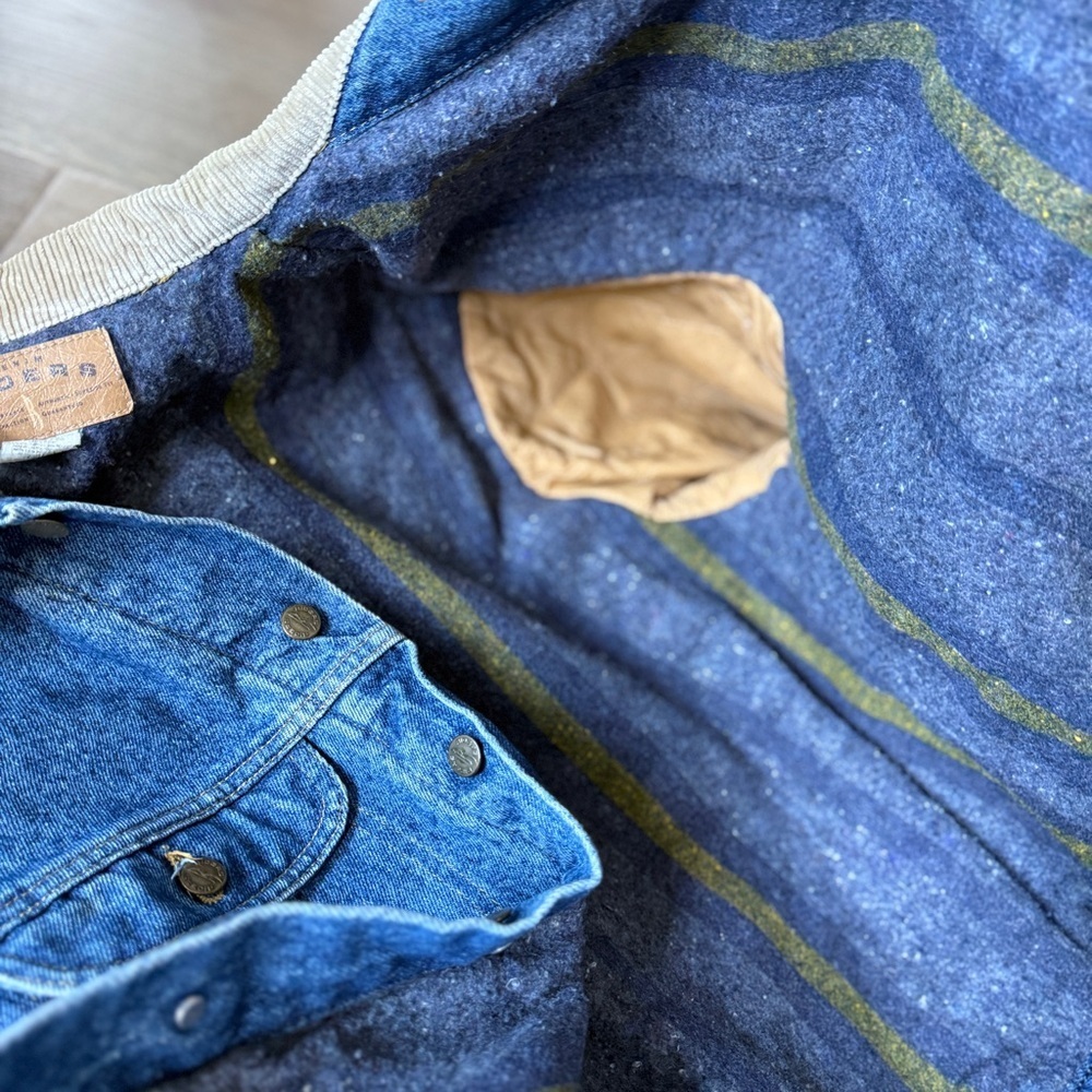 Riders by Lee Blue Denim Jacket with Tan Corduroy Collar size Large - Picture 12 of 14